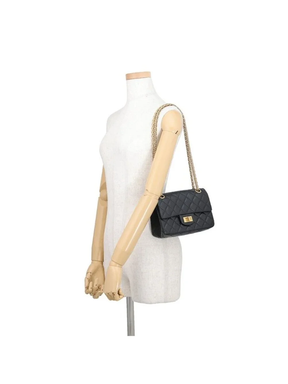 Chanel Chain Shoulder Bag Quilted 2.55 Mini Aged Calf Leather Black
